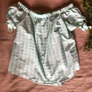 Wrangler Off The Shoulder Blue Gingham Top